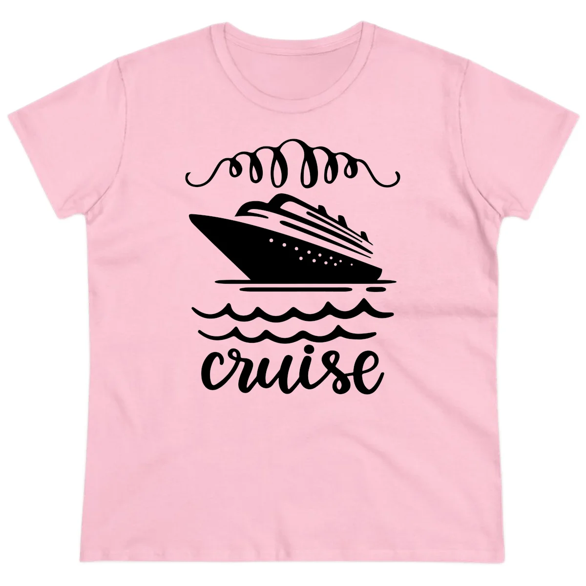 Cruise Ship Ocean Waves Ladies Tee in Light Pink
