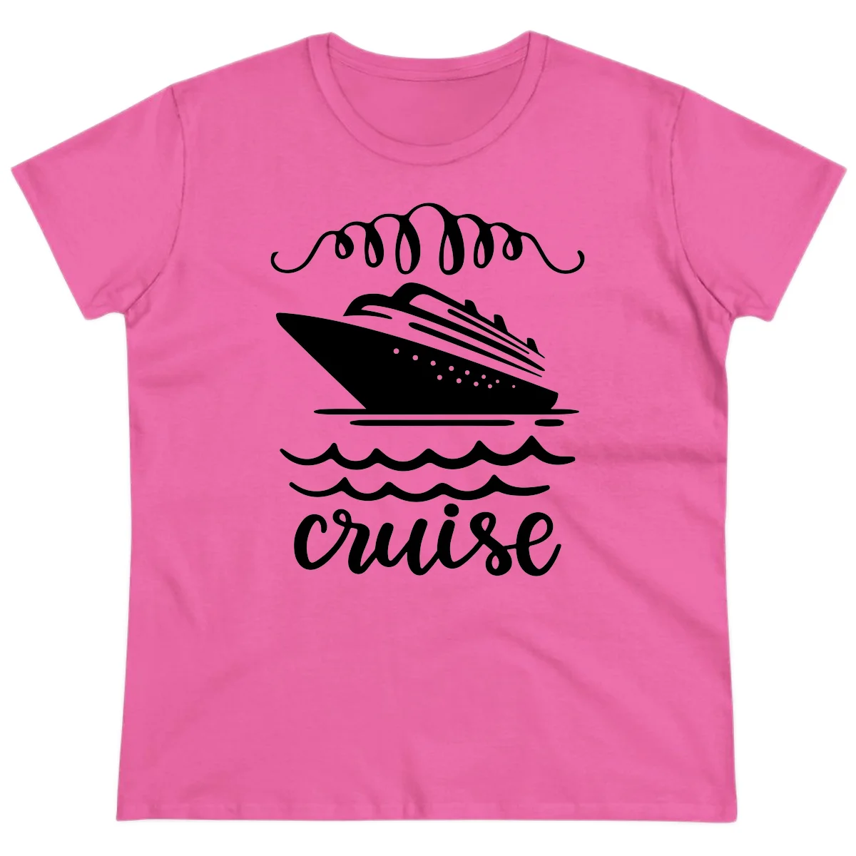 Cruise Ship Ocean Waves Ladies Tee in Azalea