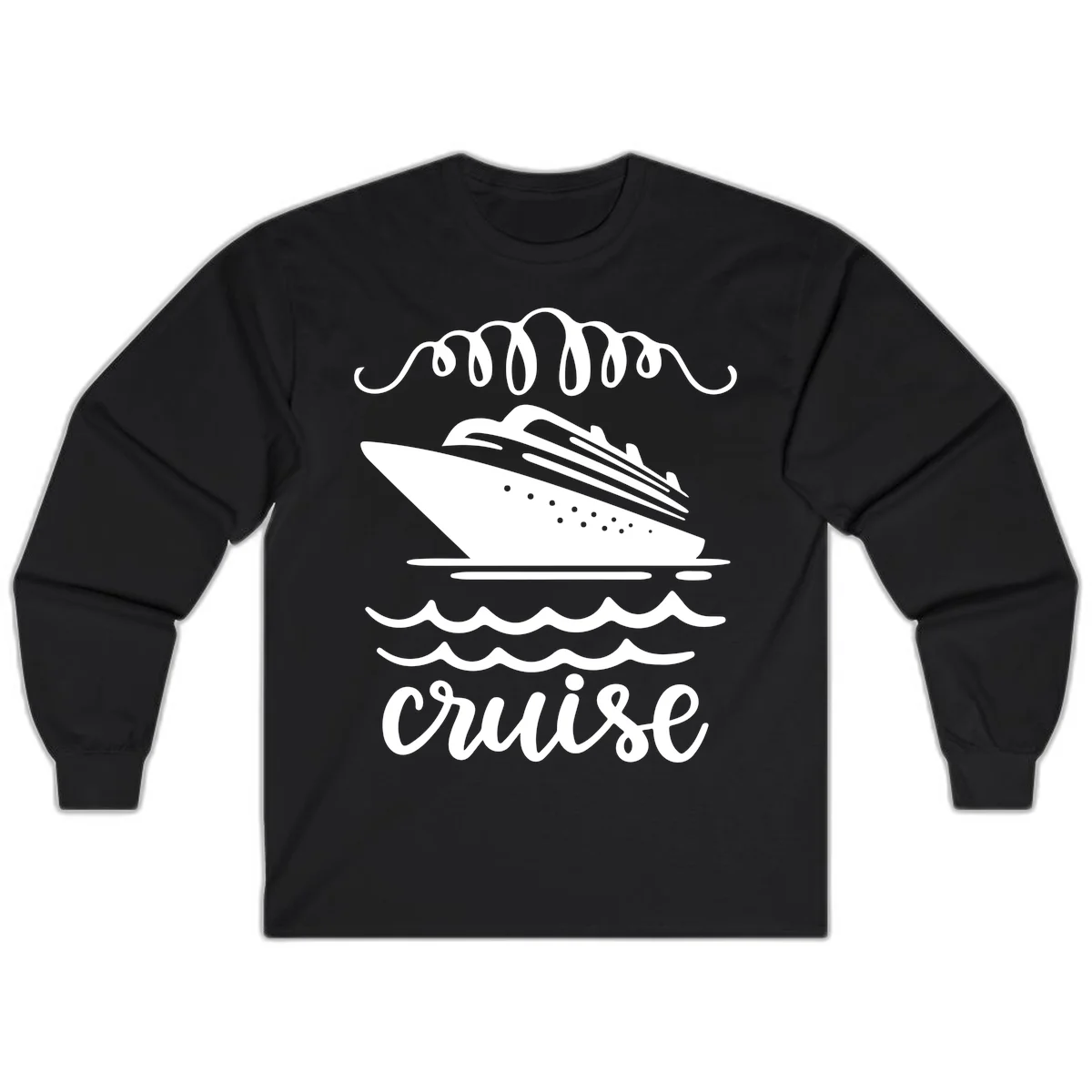 Cruise Ship Ocean Waves Long Sleeve in Black