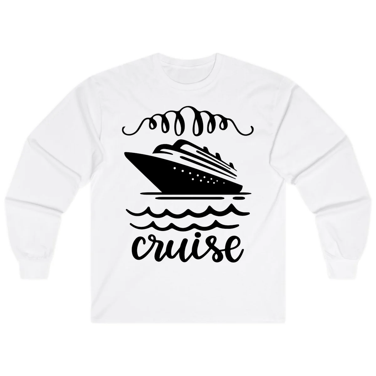Cruise Ship Ocean Waves Long Sleeve in White