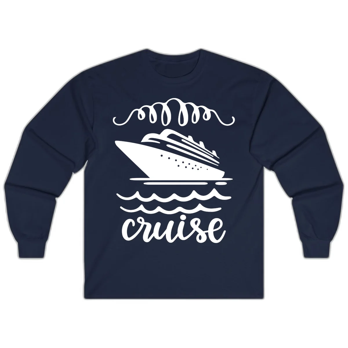 Cruise Ship Ocean Waves Long Sleeve in Navy