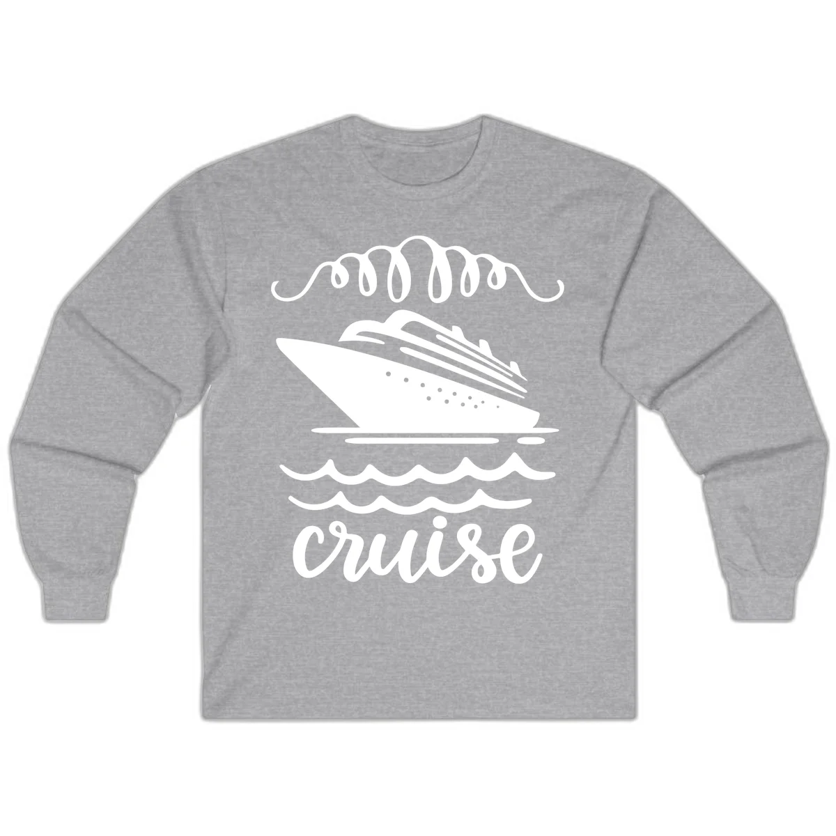Cruise Ship Ocean Waves Long Sleeve in Sport Grey