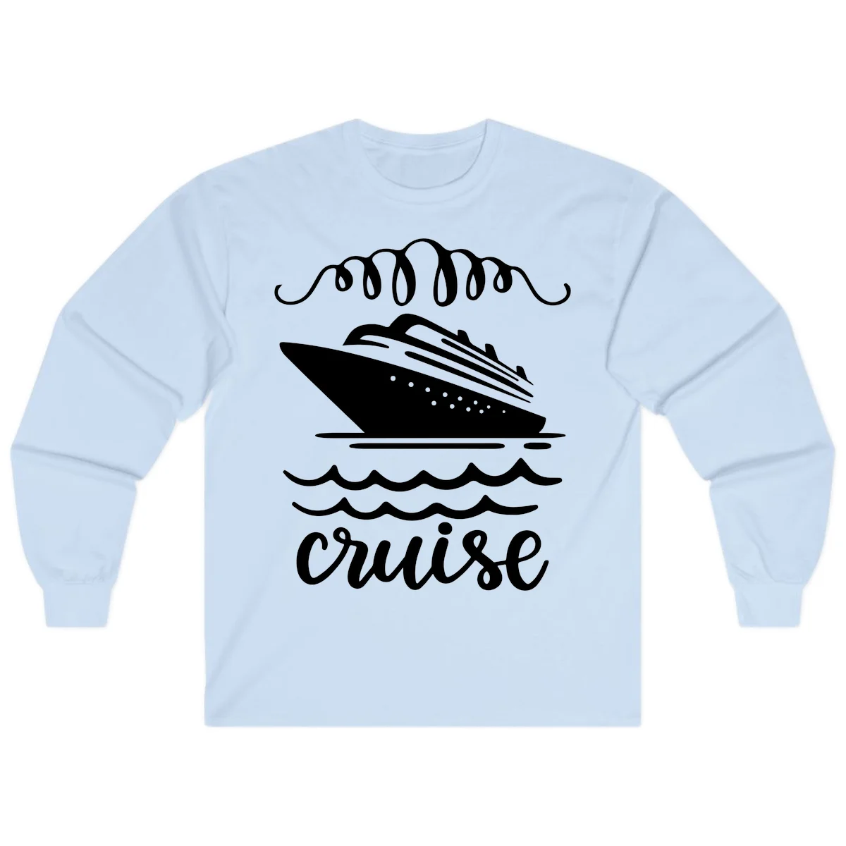 Cruise Ship Ocean Waves Long Sleeve in Light Blue