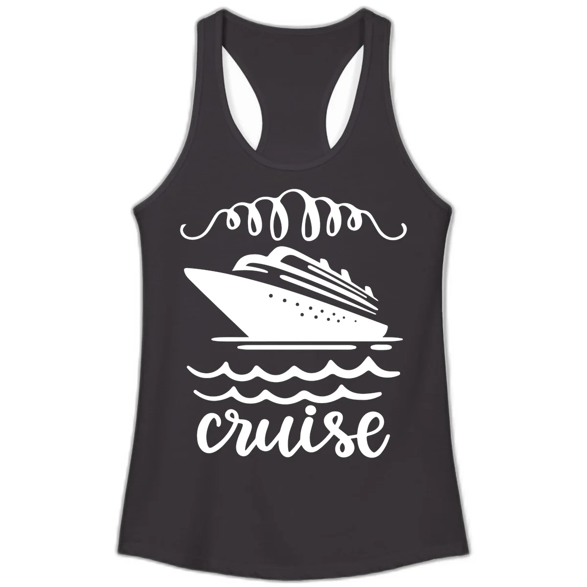 Cruise Ship Ocean Waves Ladies Tank in Black