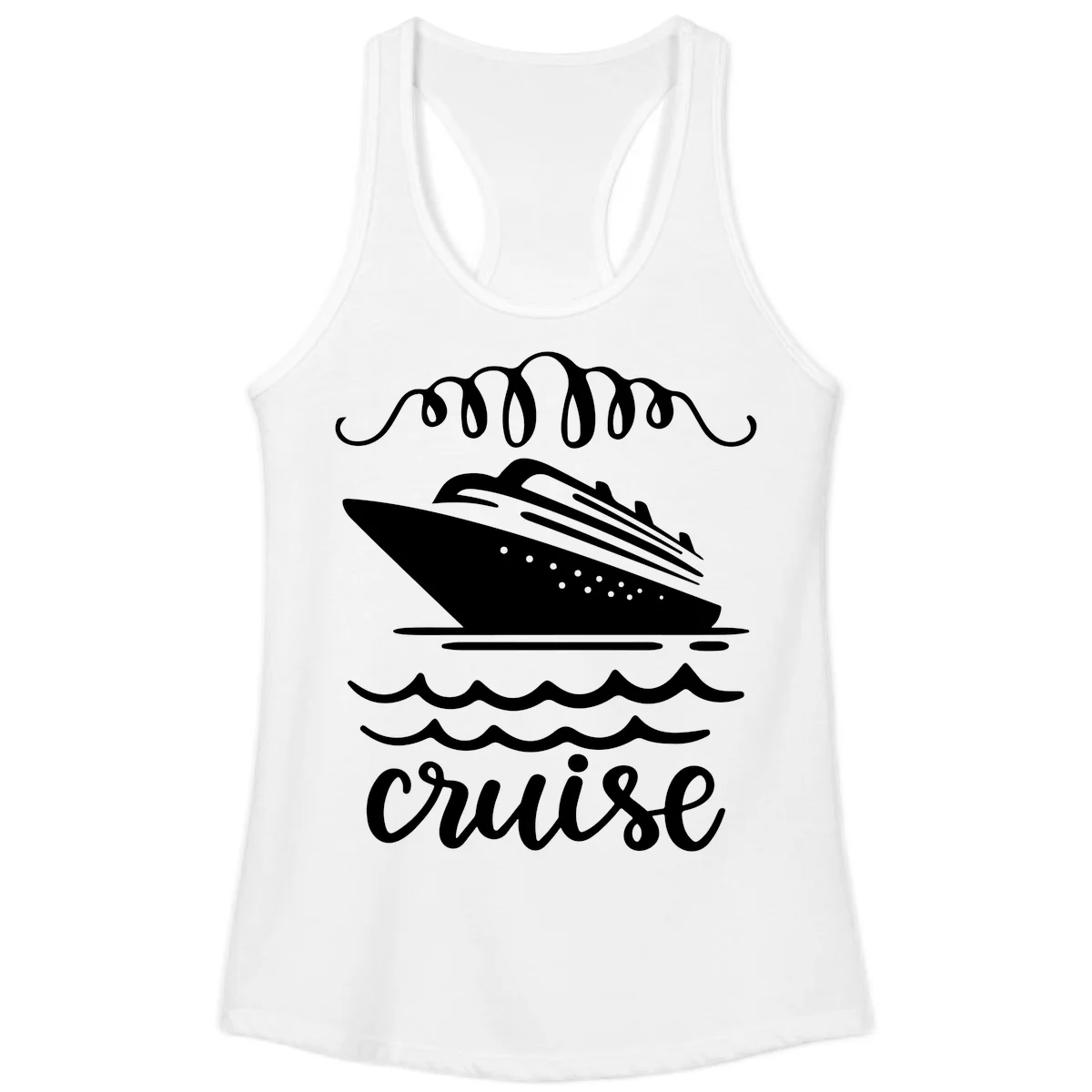 Cruise Ship Ocean Waves Ladies Tank in White