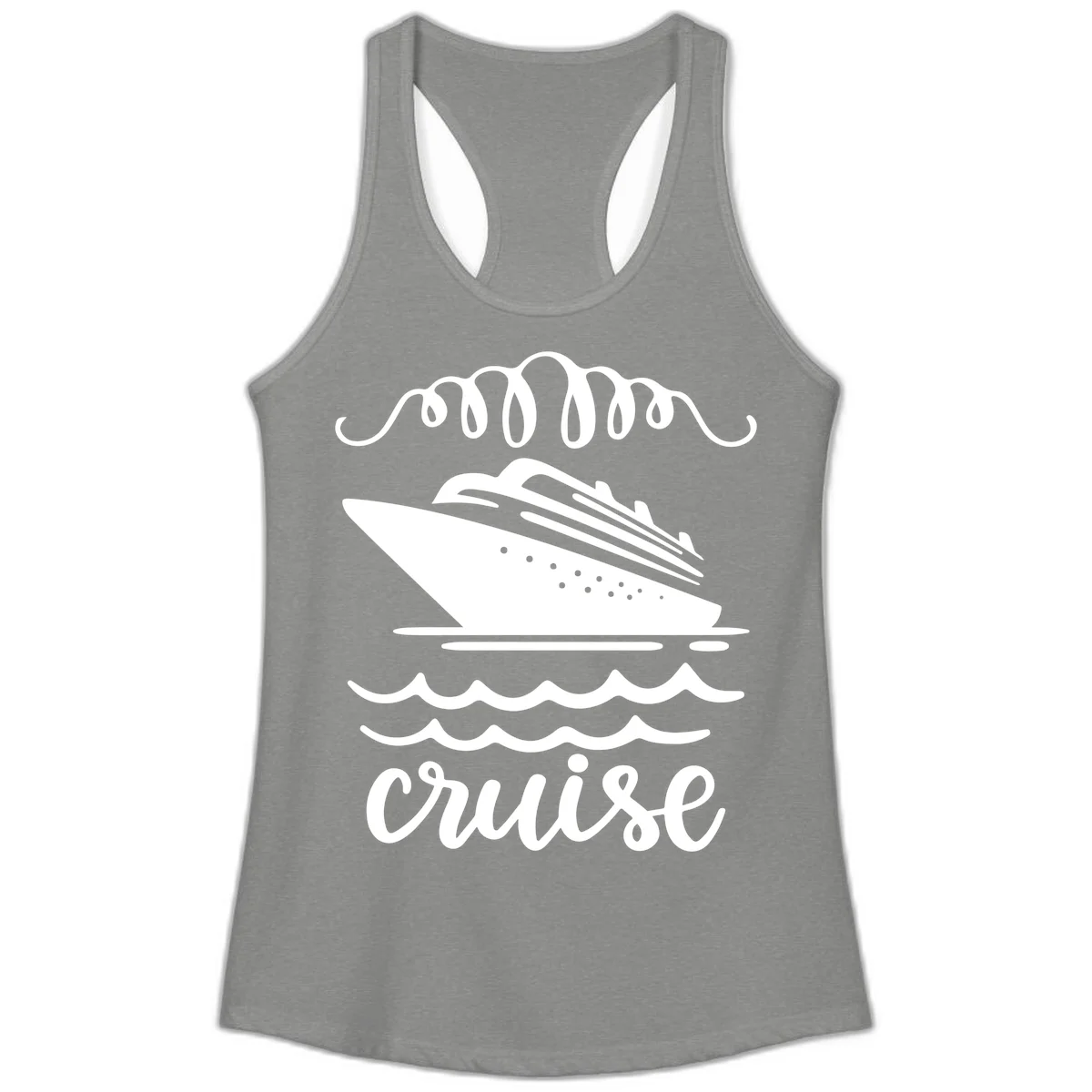 Cruise Ship Ocean Waves Ladies Tank in Heather Grey