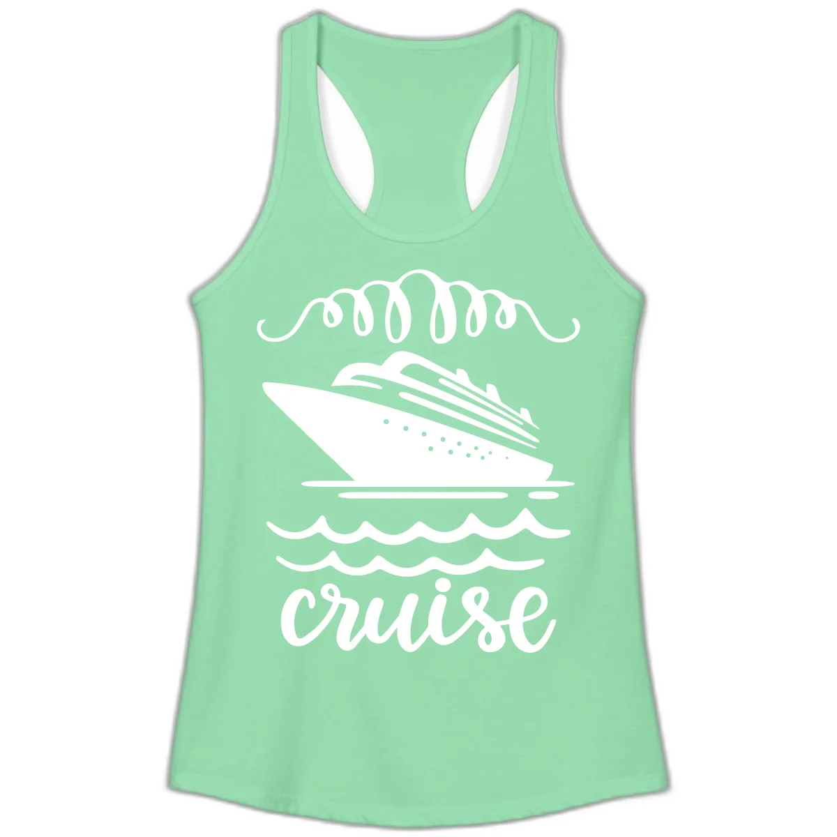 Cruise Ship Ocean Waves Ladies Tank in Solid Mint