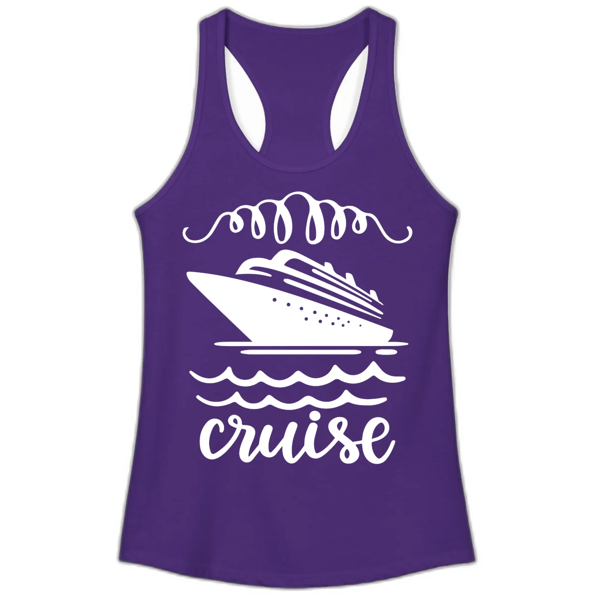 Cruise Ship Ocean Waves Ladies Tank in Solid Purple Rush