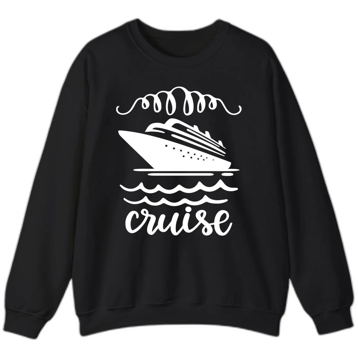 Cruise Ship Ocean Waves Sweatshirt in Black