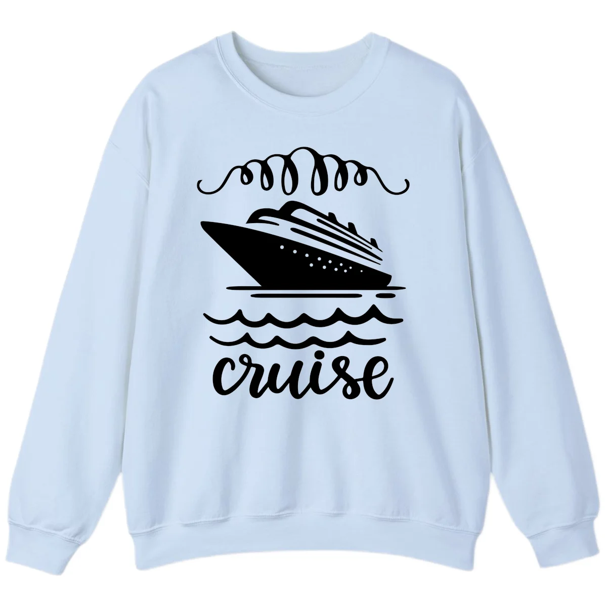 Cruise Ship Ocean Waves Sweatshirt in Light Blue