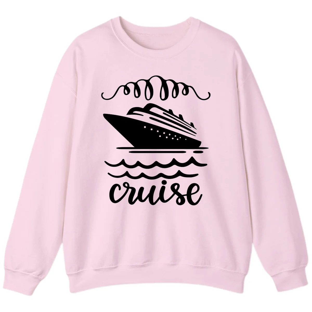 Cruise Ship Ocean Waves Sweatshirt in Light Pink