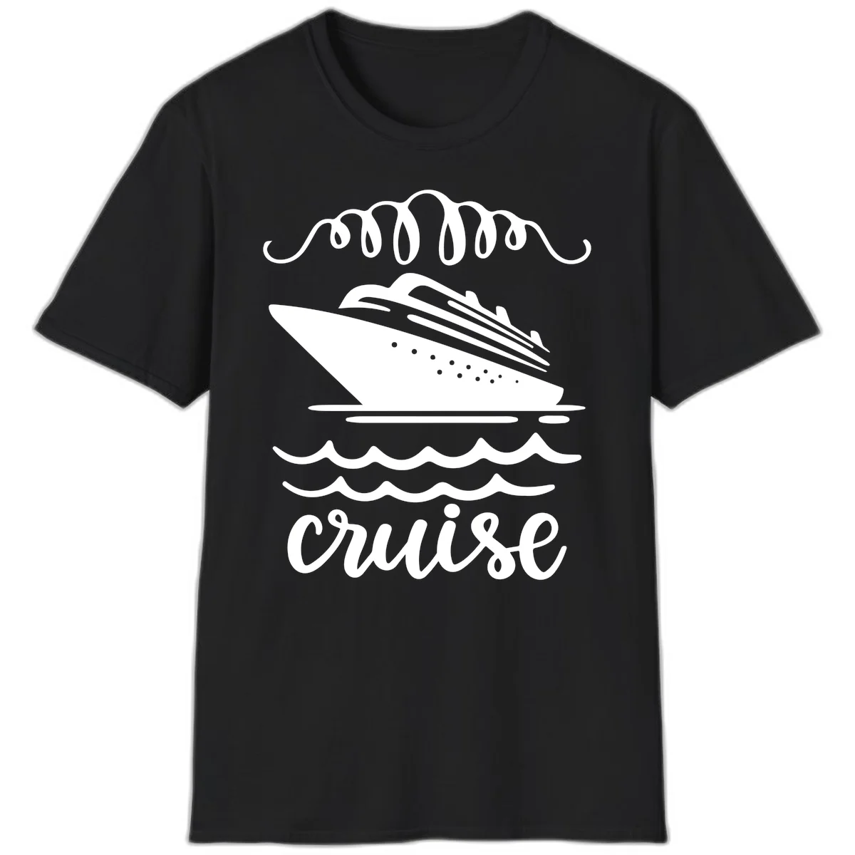 Cruise Ship Ocean Waves T-Shirt in Black