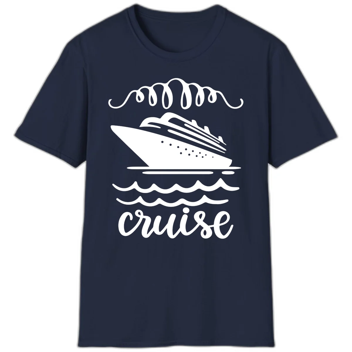 Cruise Ship Ocean Waves T-Shirt in Navy
