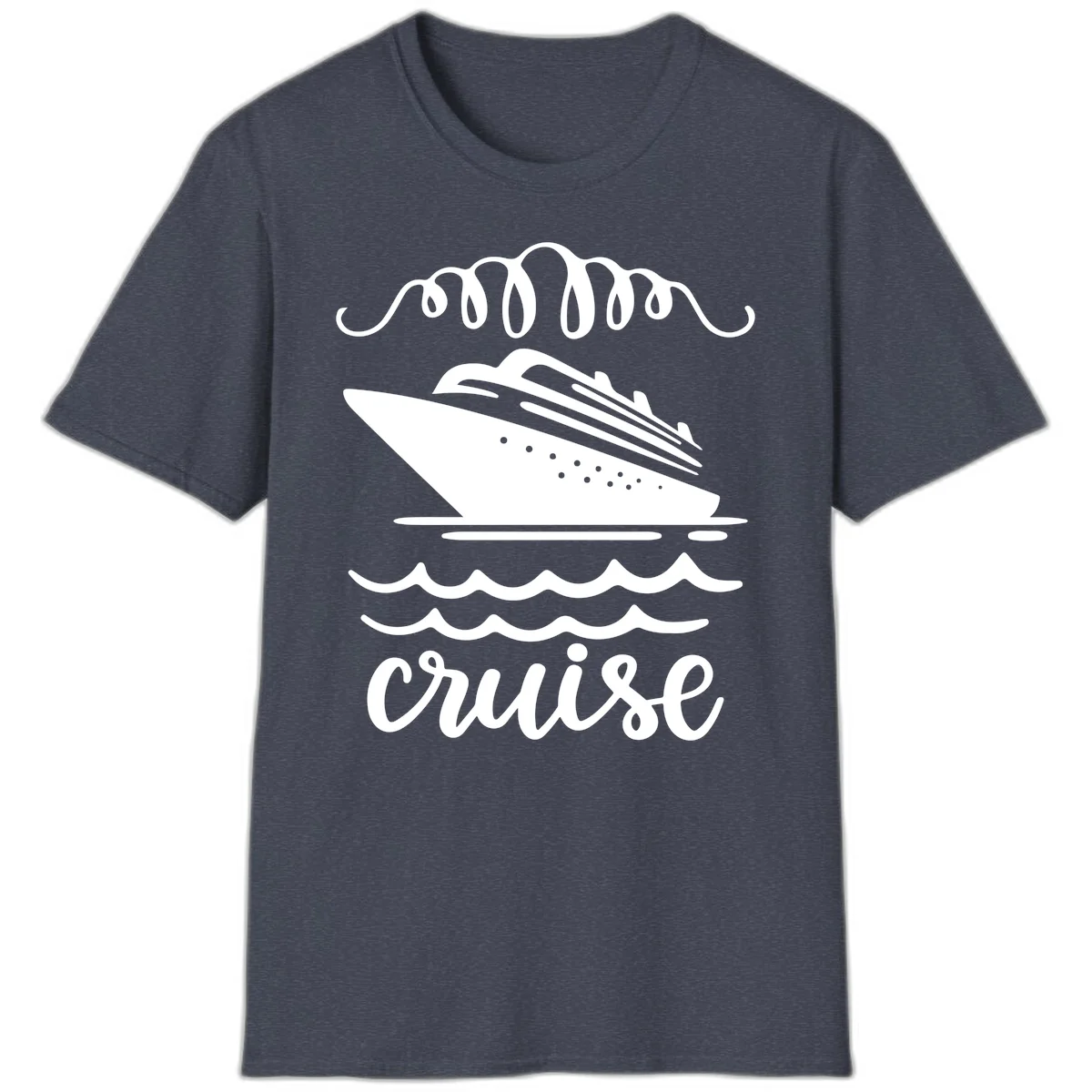 Cruise Ship Ocean Waves T-Shirt in Heather Navy