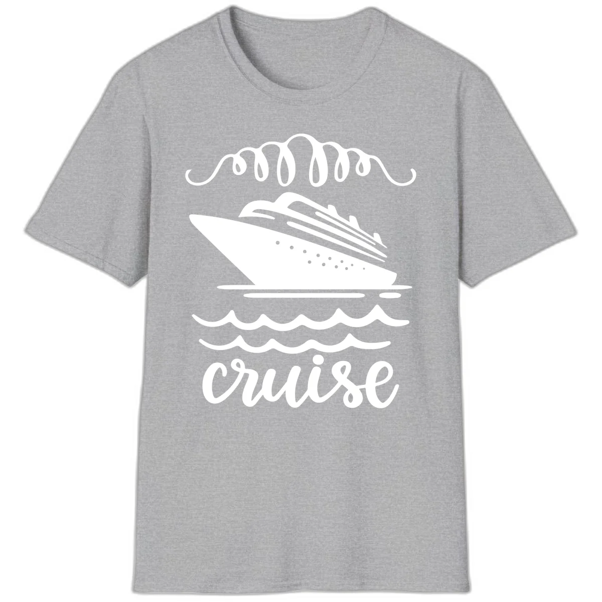 Cruise Ship Ocean Waves T-Shirt in Sport Grey