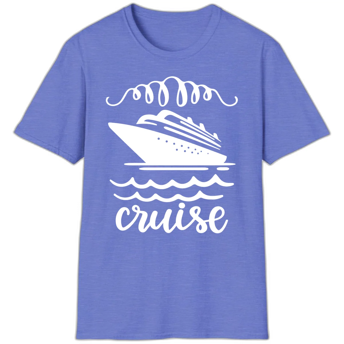 Cruise Ship Ocean Waves T-Shirt in Heather Royal