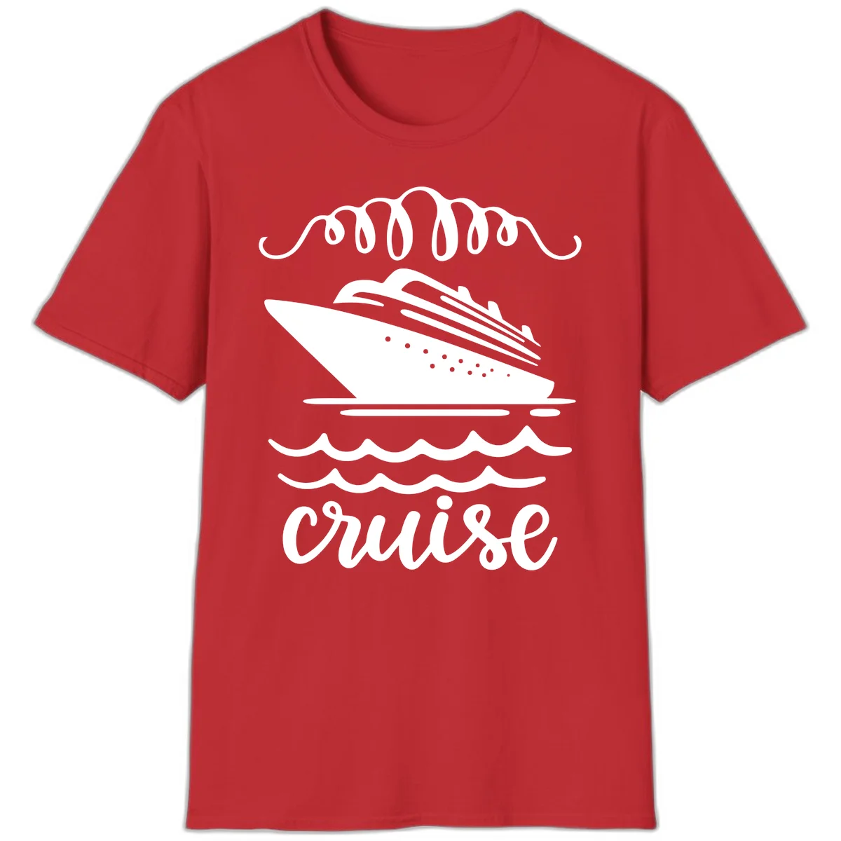 Cruise Ship Ocean Waves T-Shirt in Red