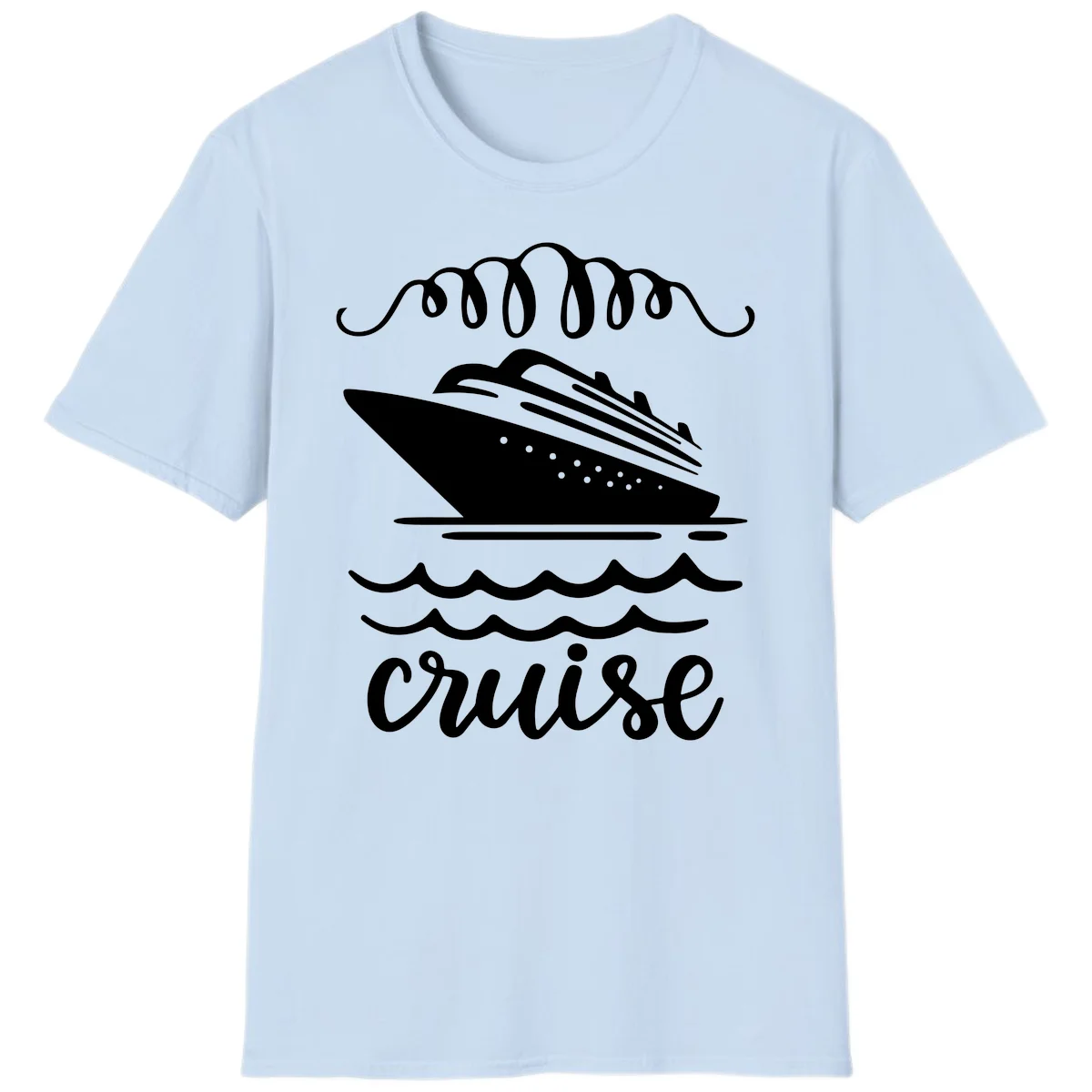Cruise Ship Ocean Waves T-Shirt in Light Blue