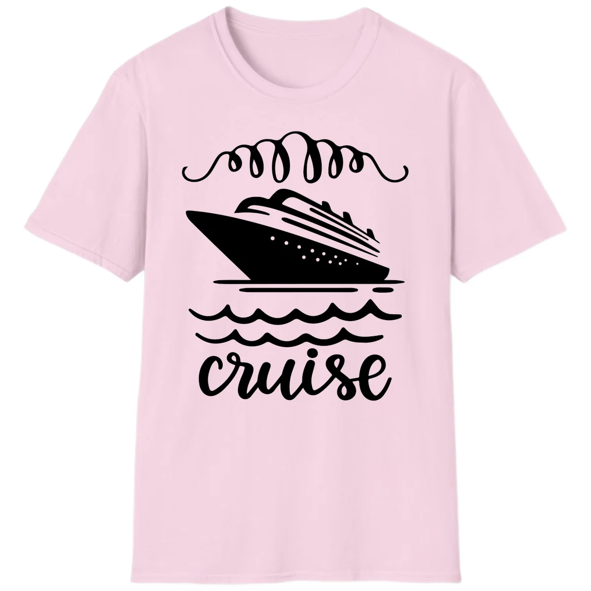 Cruise Ship Ocean Waves T-Shirt in Light Pink