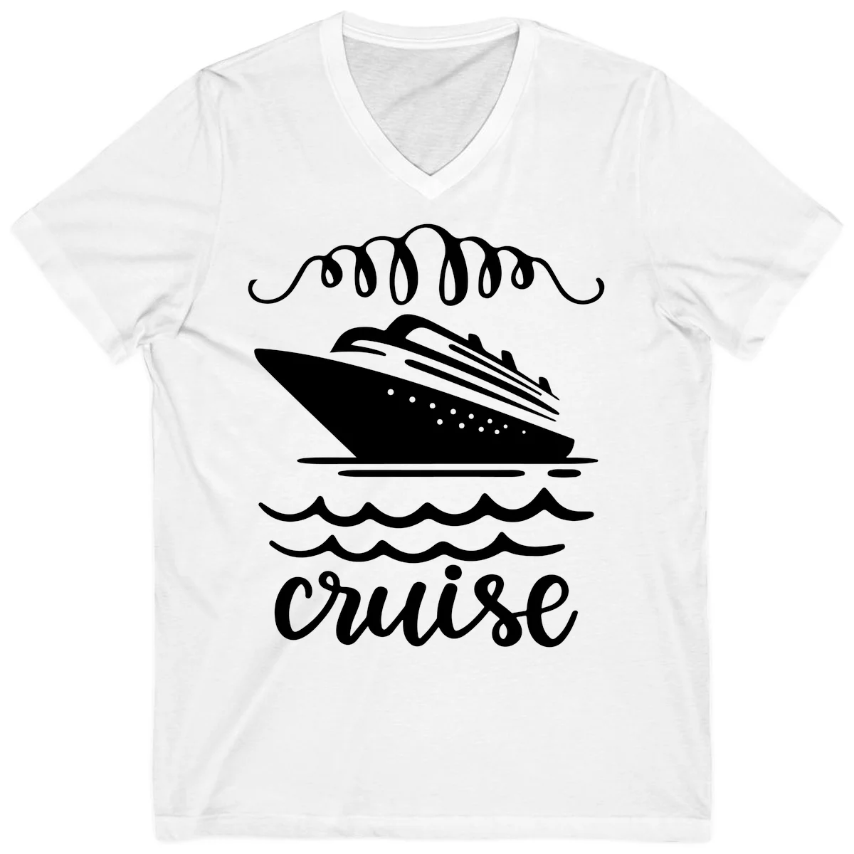 Cruise Ship Ocean Waves V-Neck in White