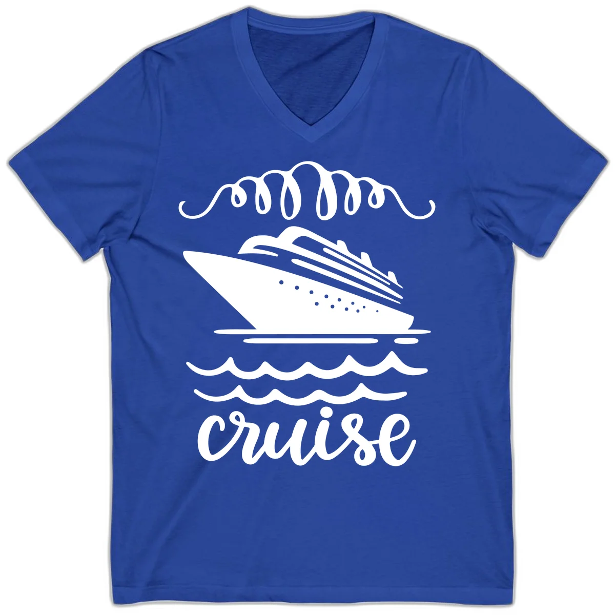 Cruise Ship Ocean Waves V-Neck in True Royal