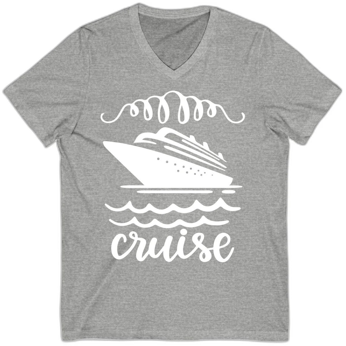 Cruise Ship Ocean Waves V-Neck in Athletic Heather