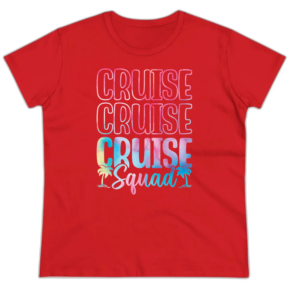 Cruise Cruise Cruise Squad Ladies Tee in Red