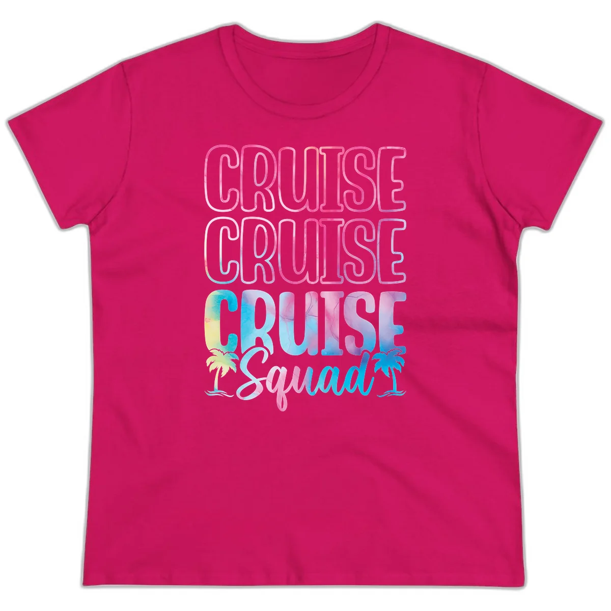 Cruise Cruise Cruise Squad Ladies Tee in Heliconia