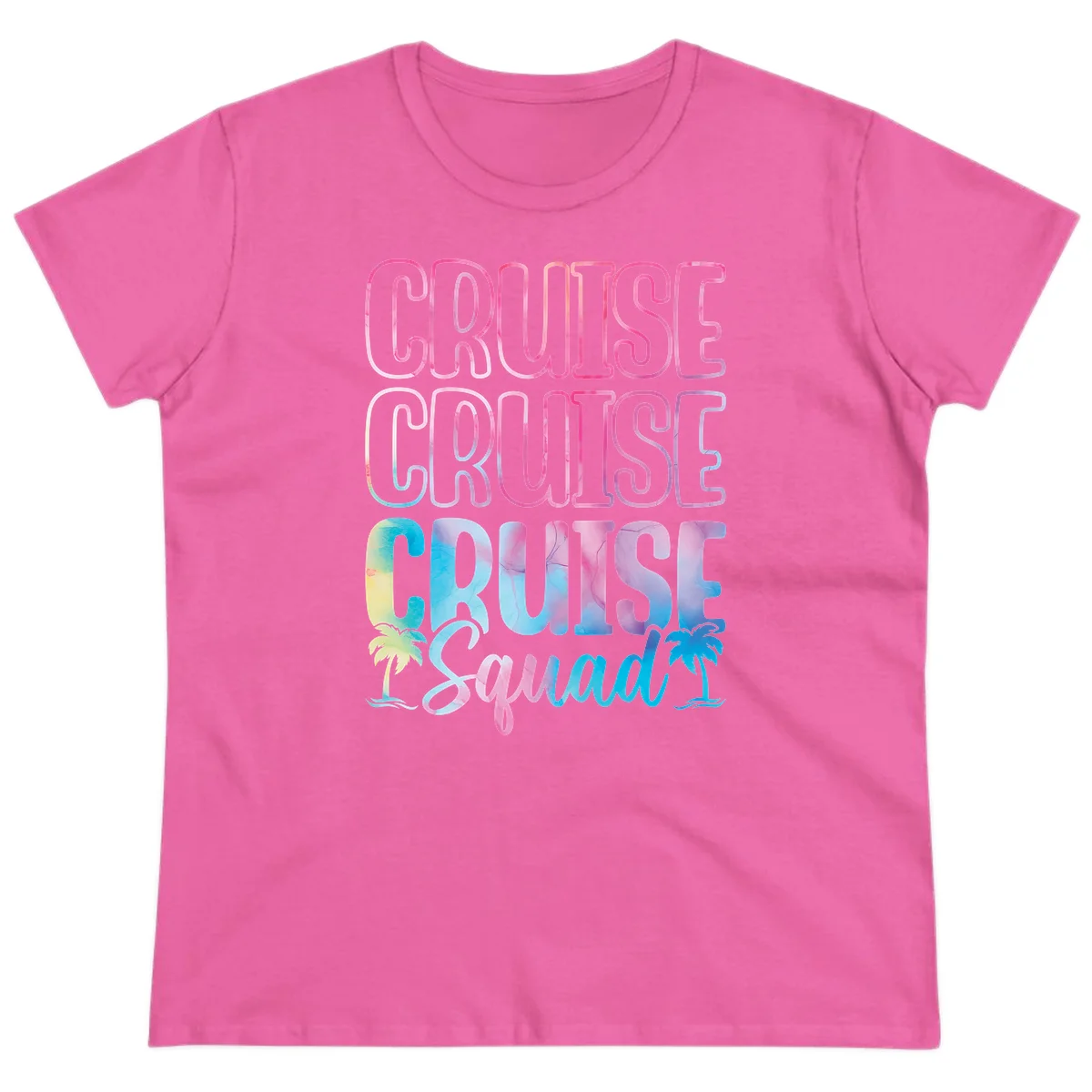Cruise Cruise Cruise Squad Ladies Tee in Azalea
