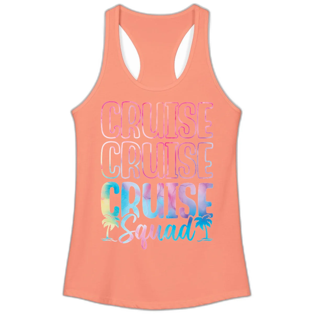 Cruise Cruise Cruise Squad Ladies Tank in Solid Light Orange