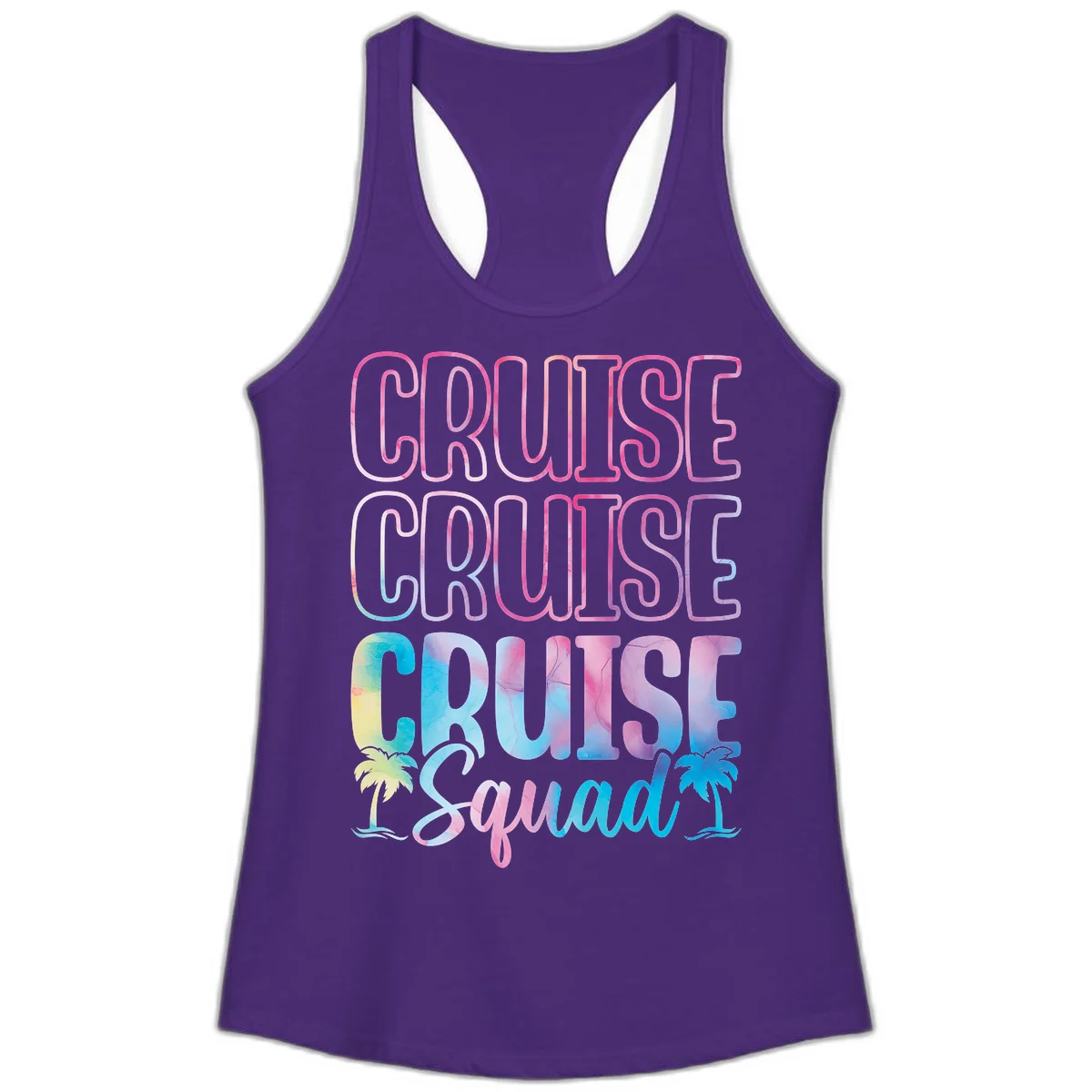 Cruise Cruise Cruise Squad Ladies Tank in Solid Purple Rush