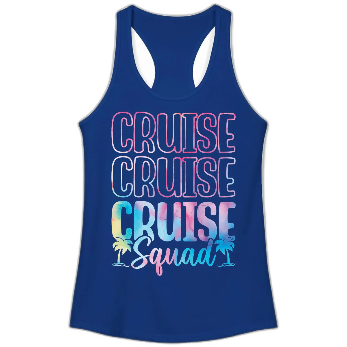 Cruise Cruise Cruise Squad Ladies Tank in Solid Royal