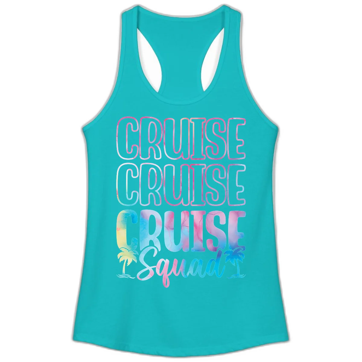Cruise Cruise Cruise Squad Ladies Tank in Tahiti Blue