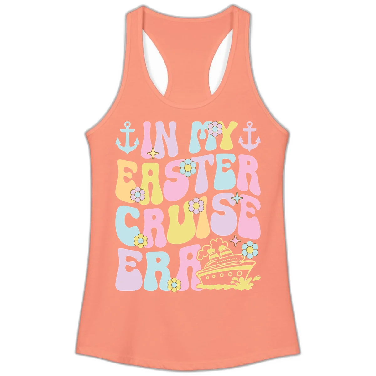 In My Cruise Era Ladies Tank in Solid Light Orange