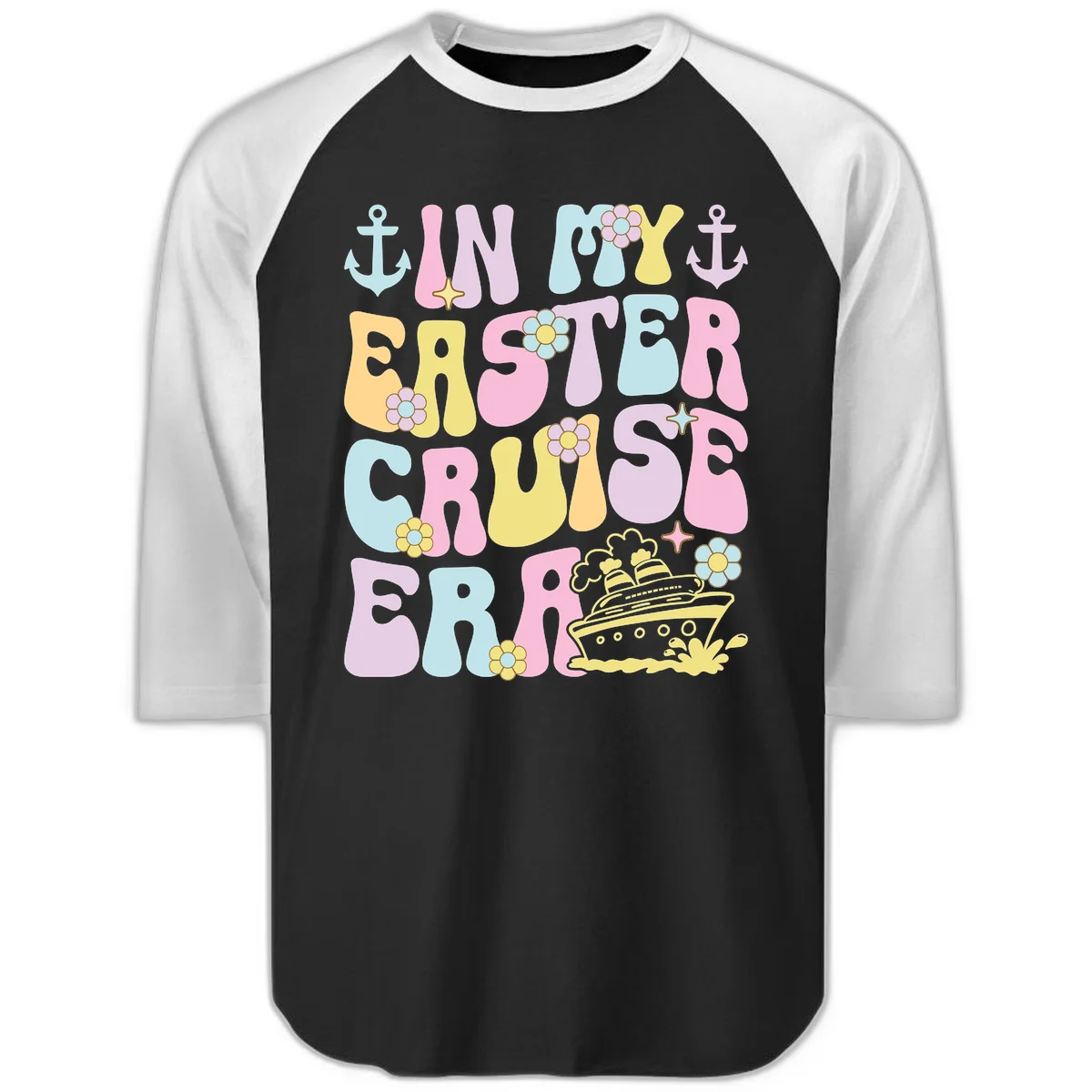 In My Cruise Era Raglan 3/4 in Black White