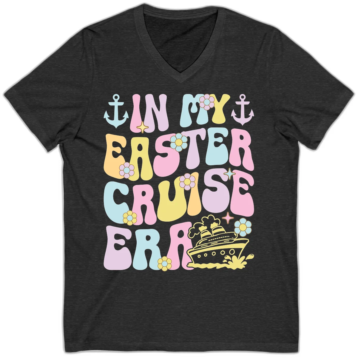 In My Cruise Era V-Neck in Dark Grey Heather