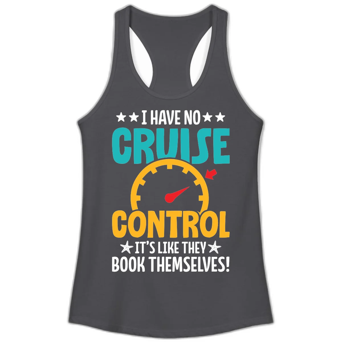 No Cruise Control Ladies Tank Top in Solid Dark Gray