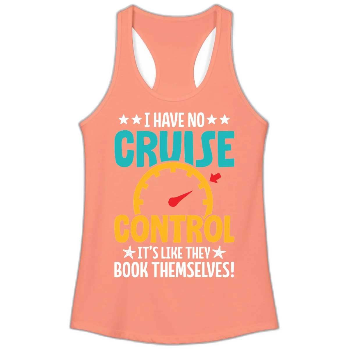No Cruise Control Ladies Tank Top in Solid Light Orange