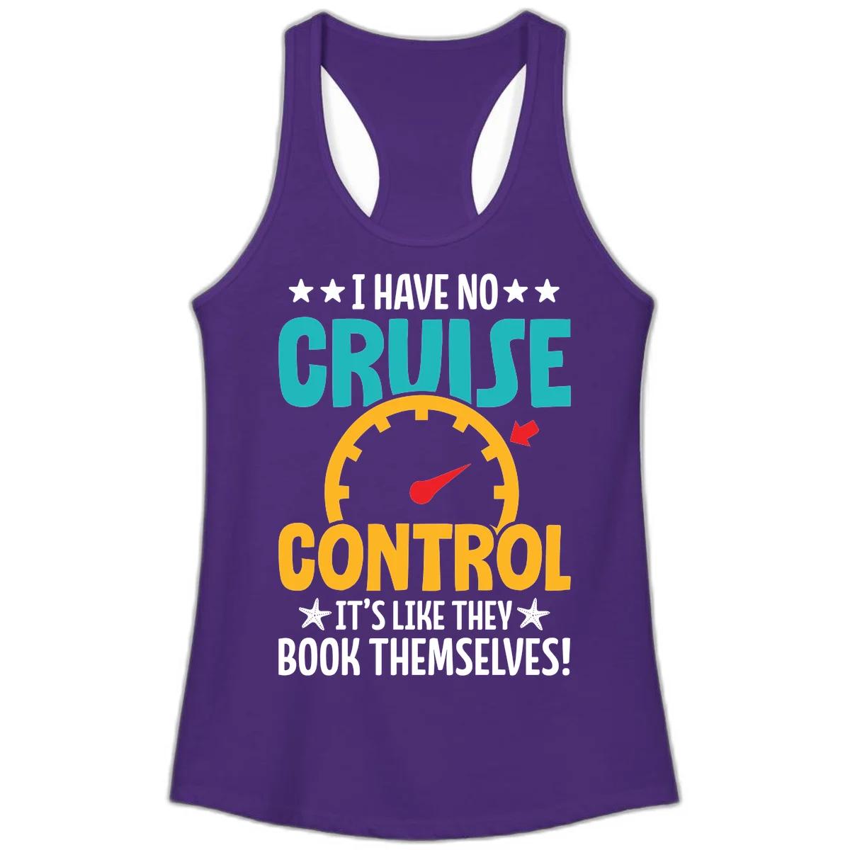 No Cruise Control Ladies Tank Top in Solid Purple Rush