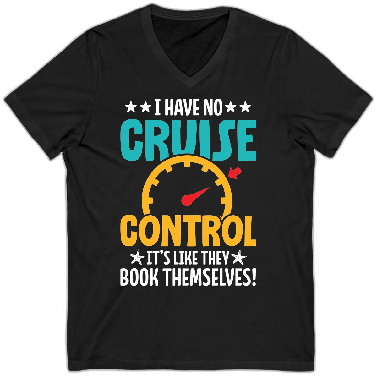 No Cruise Control V-Neck Cruise Tee in Black
