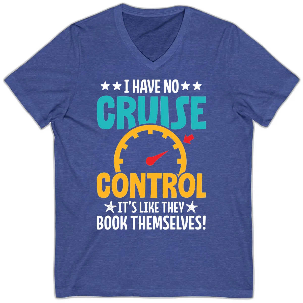 No Cruise Control V-Neck Cruise Tee in Heather True Royal