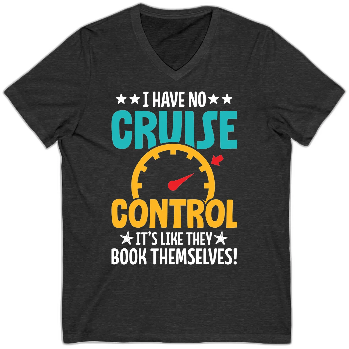 No Cruise Control V-Neck Cruise Tee in Dark Grey Heather