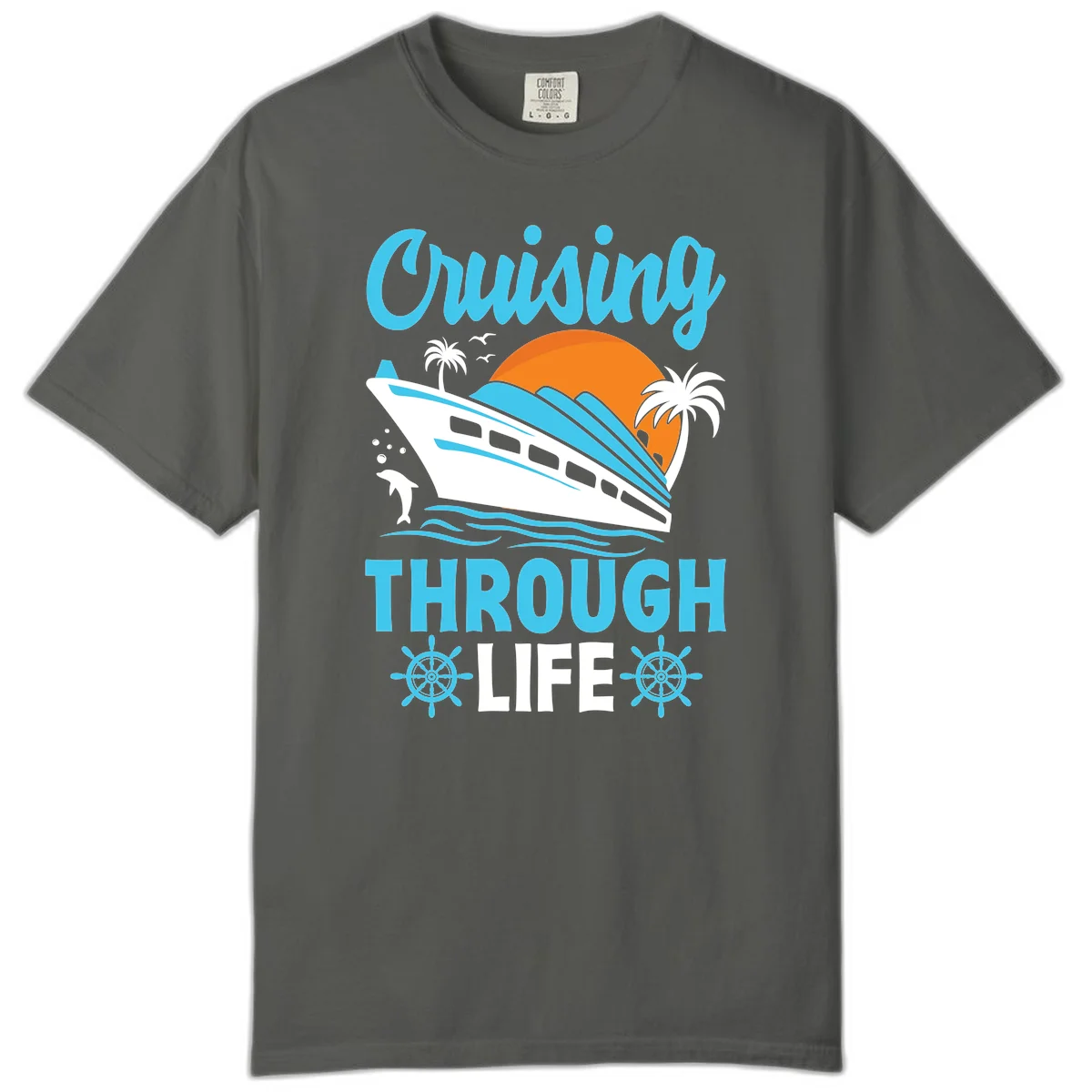 Cruising Through Life Comfort Color T-Shirt in Pepper