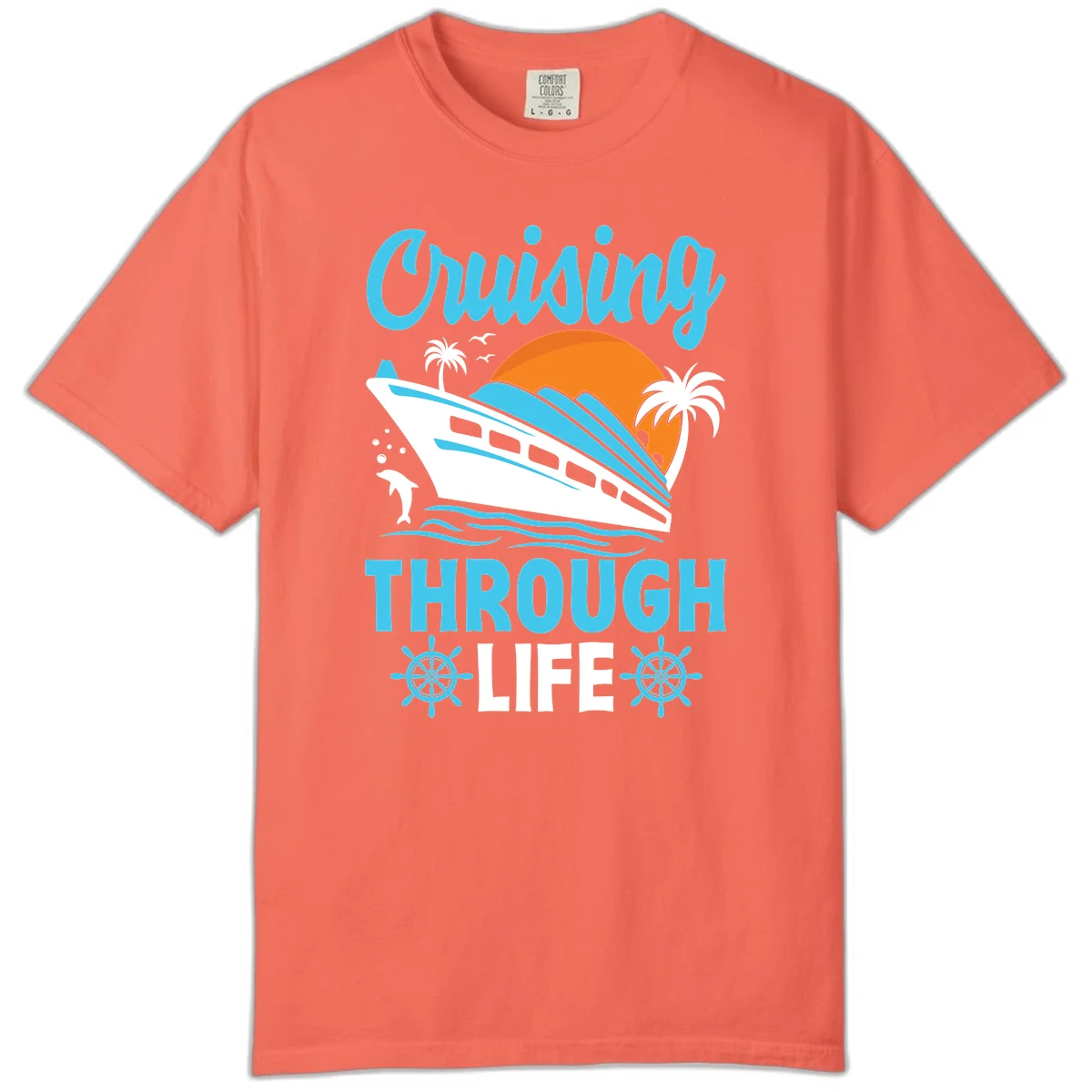 Cruising Through Life Comfort Color T-Shirt in Bright Salmon