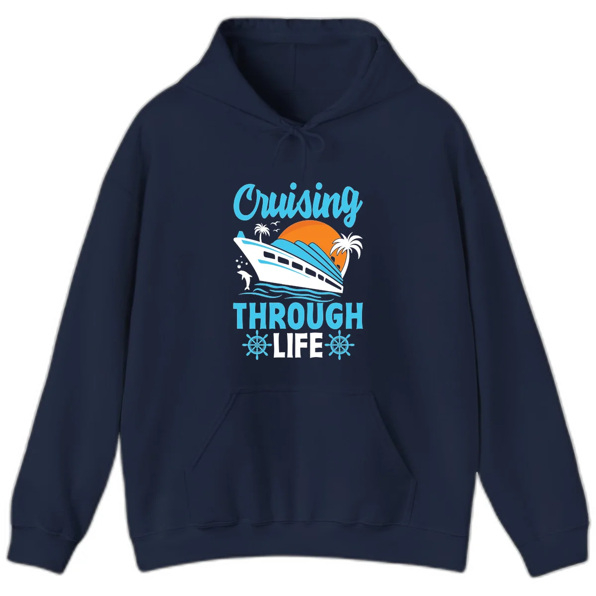 Cruising Through Life Hoodie - Vacation Mode in Navy