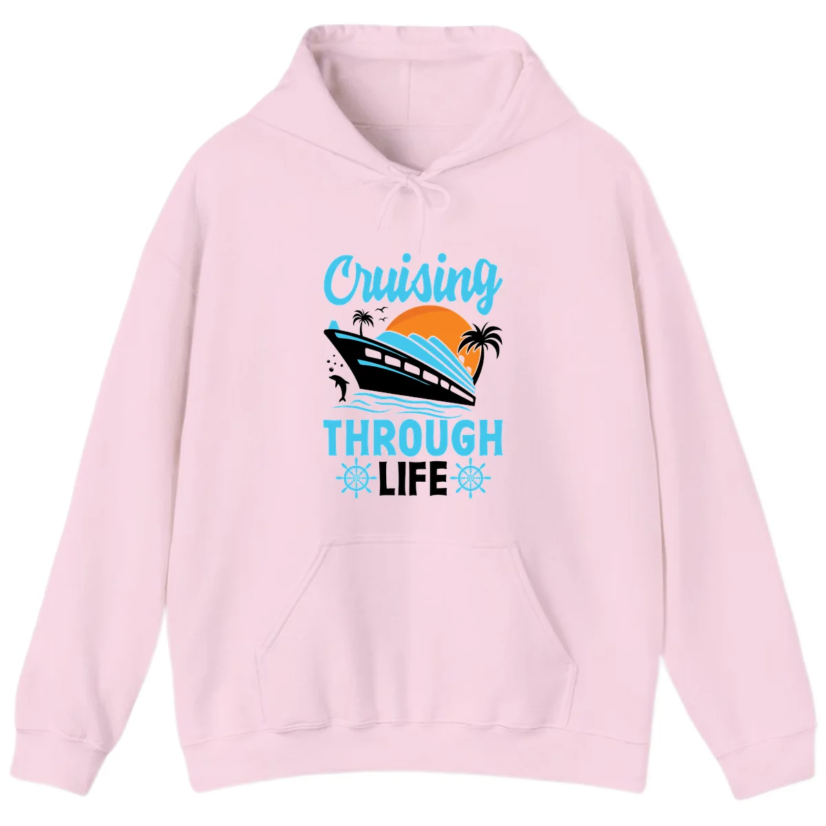 Cruising Through Life Hoodie - Vacation Mode in Light Pink
