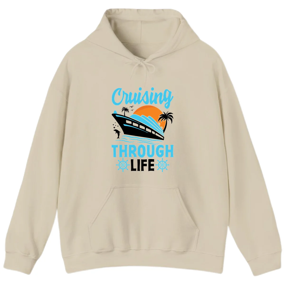 Cruising Through Life Hoodie - Vacation Mode in Sand