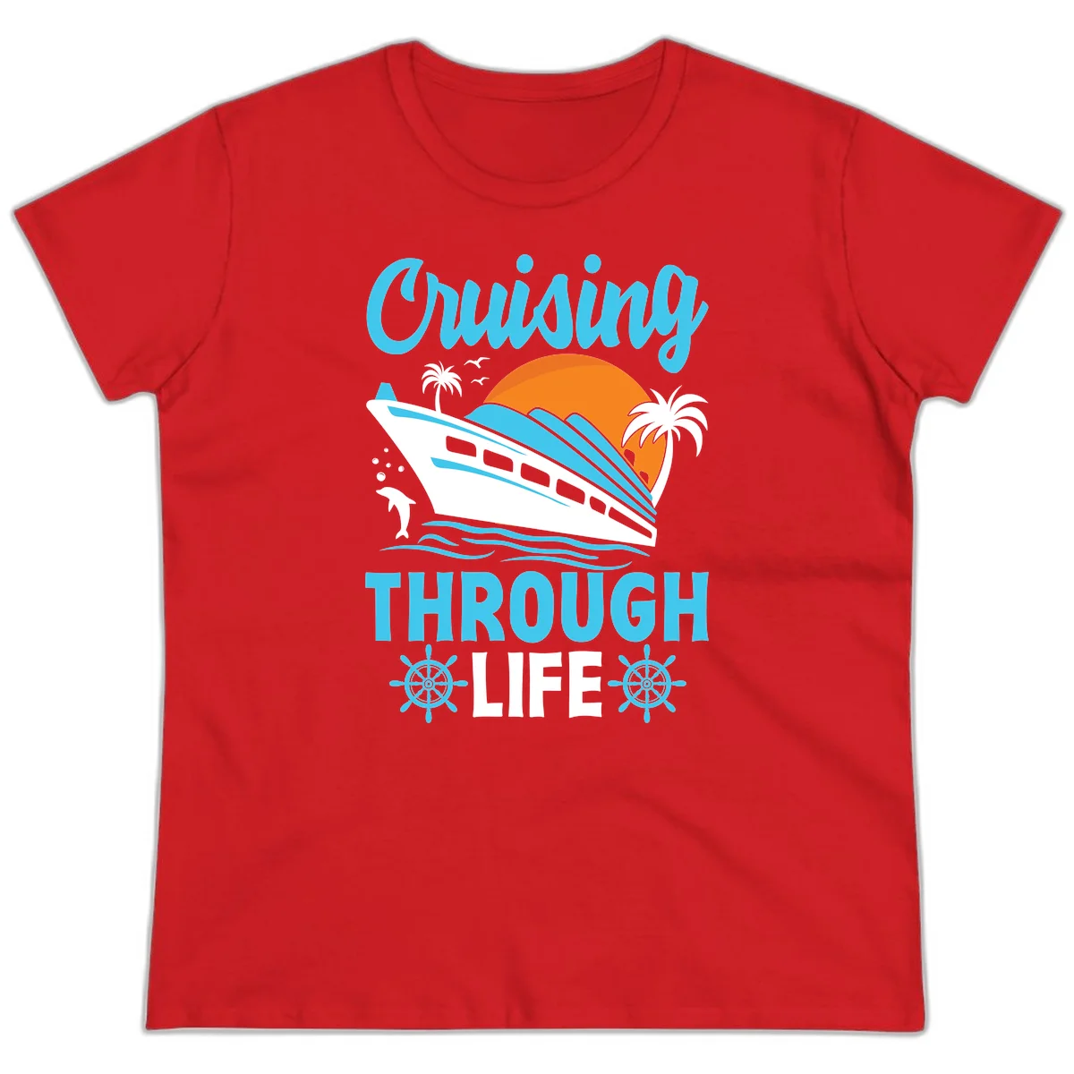 Cruising Through Life Ladies Tee - Cruise Vibe in Red