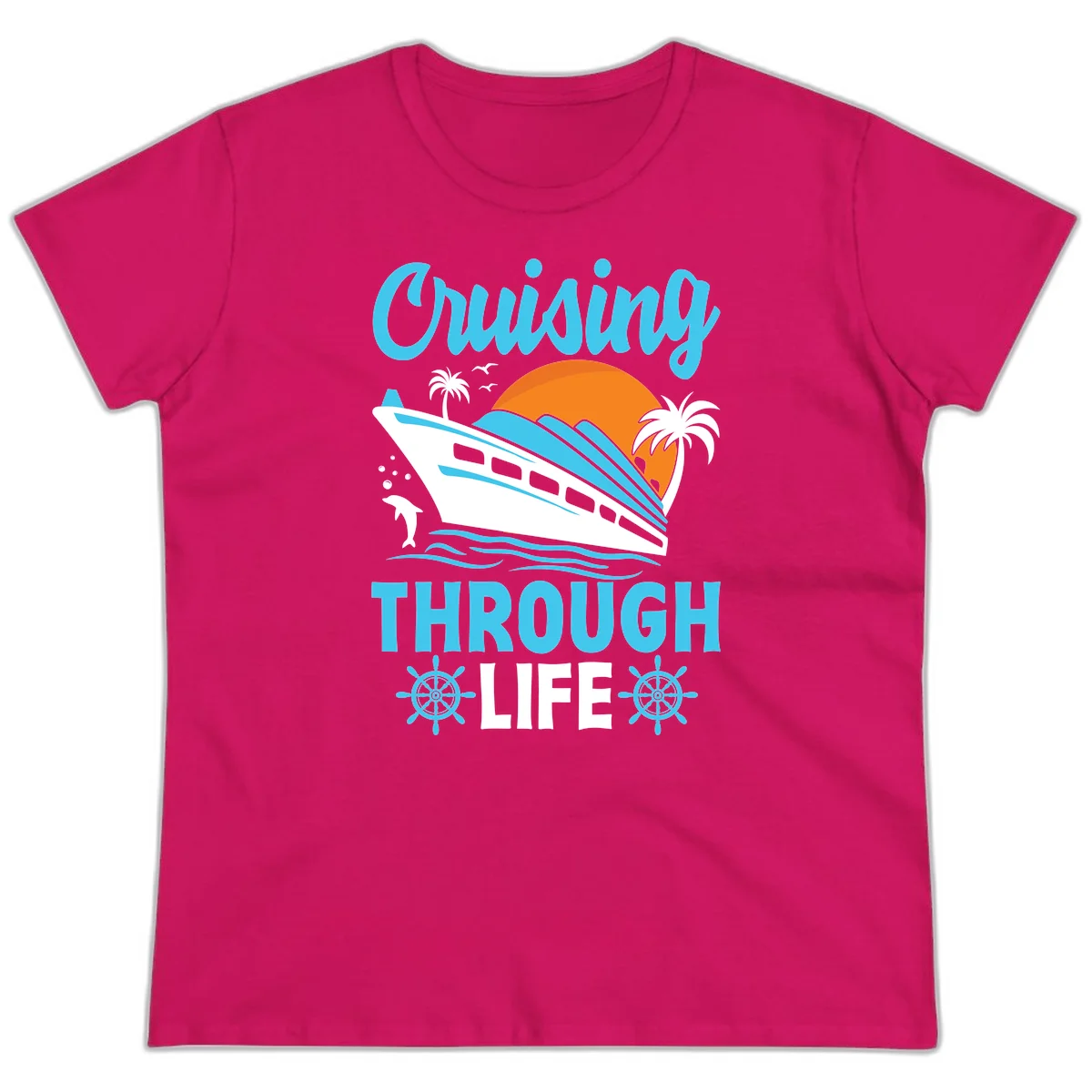 Cruising Through Life Ladies Tee - Cruise Vibe in Heliconia