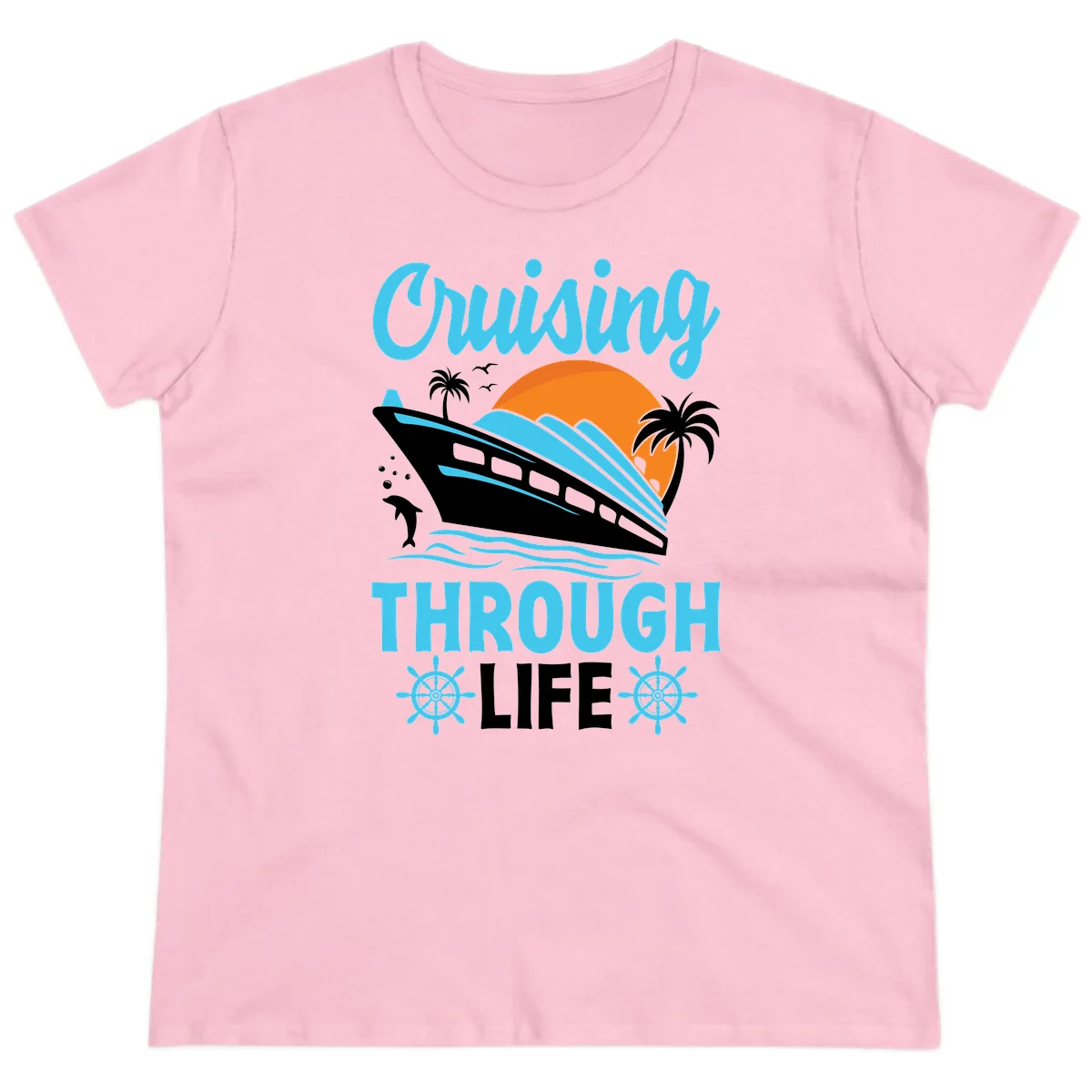 Cruising Through Life Ladies Tee - Cruise Vibe in Light Pink